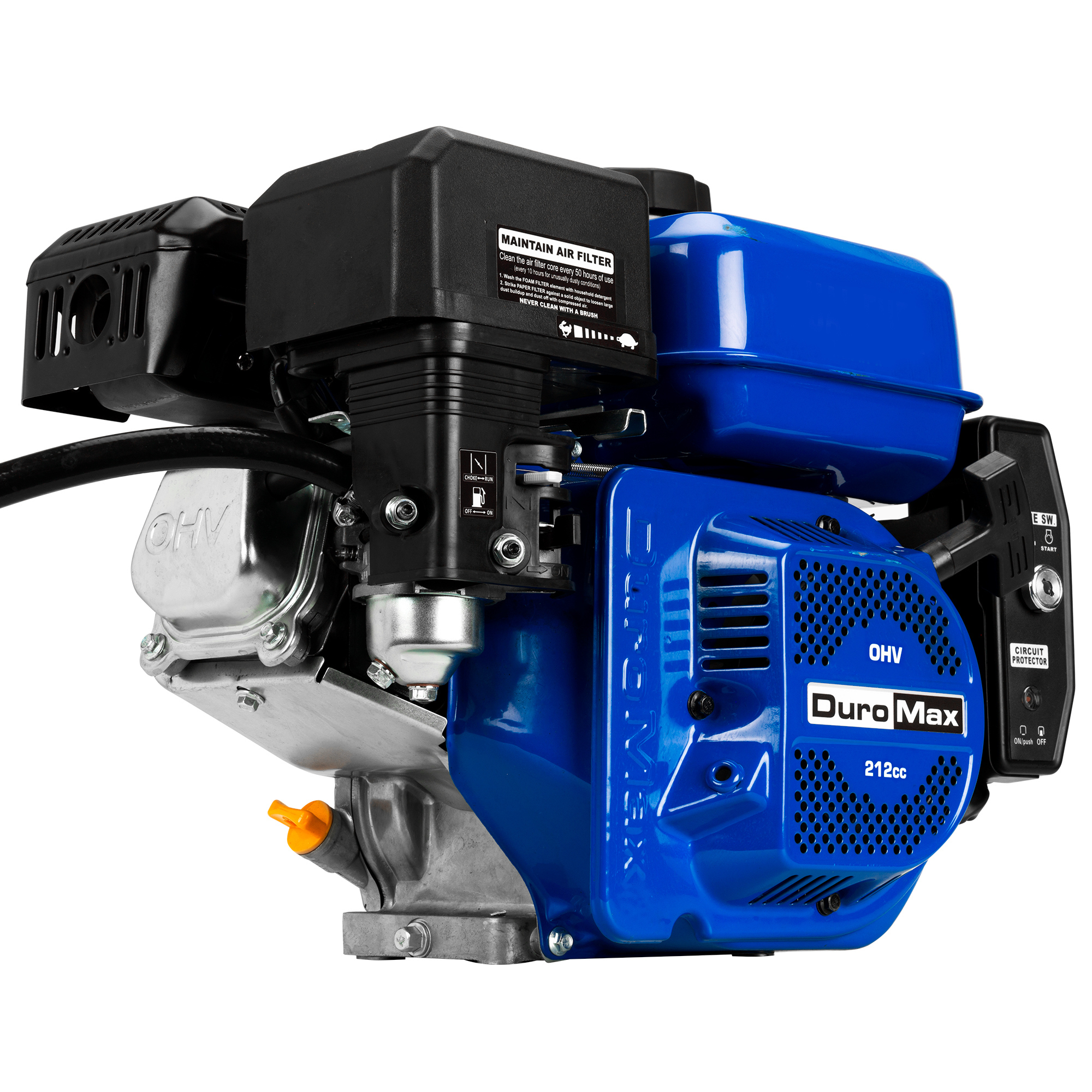 DuroMax, 212cc Dual Fuel Electric Start Engine, Engine Displacement 208 cc, Engine Type Dual Fuel Engines, Shaft Diameter 3/4 in, Model# XP7HPX